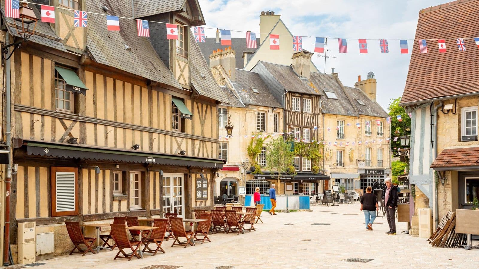 Vue de Caen : les maisons à colombages du quartier du Vaugueux