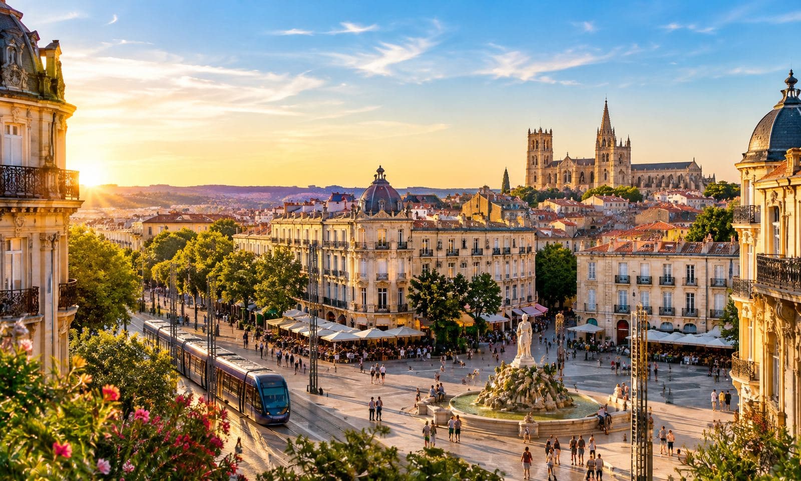 Vue de Montpellier : la place de la Comédie