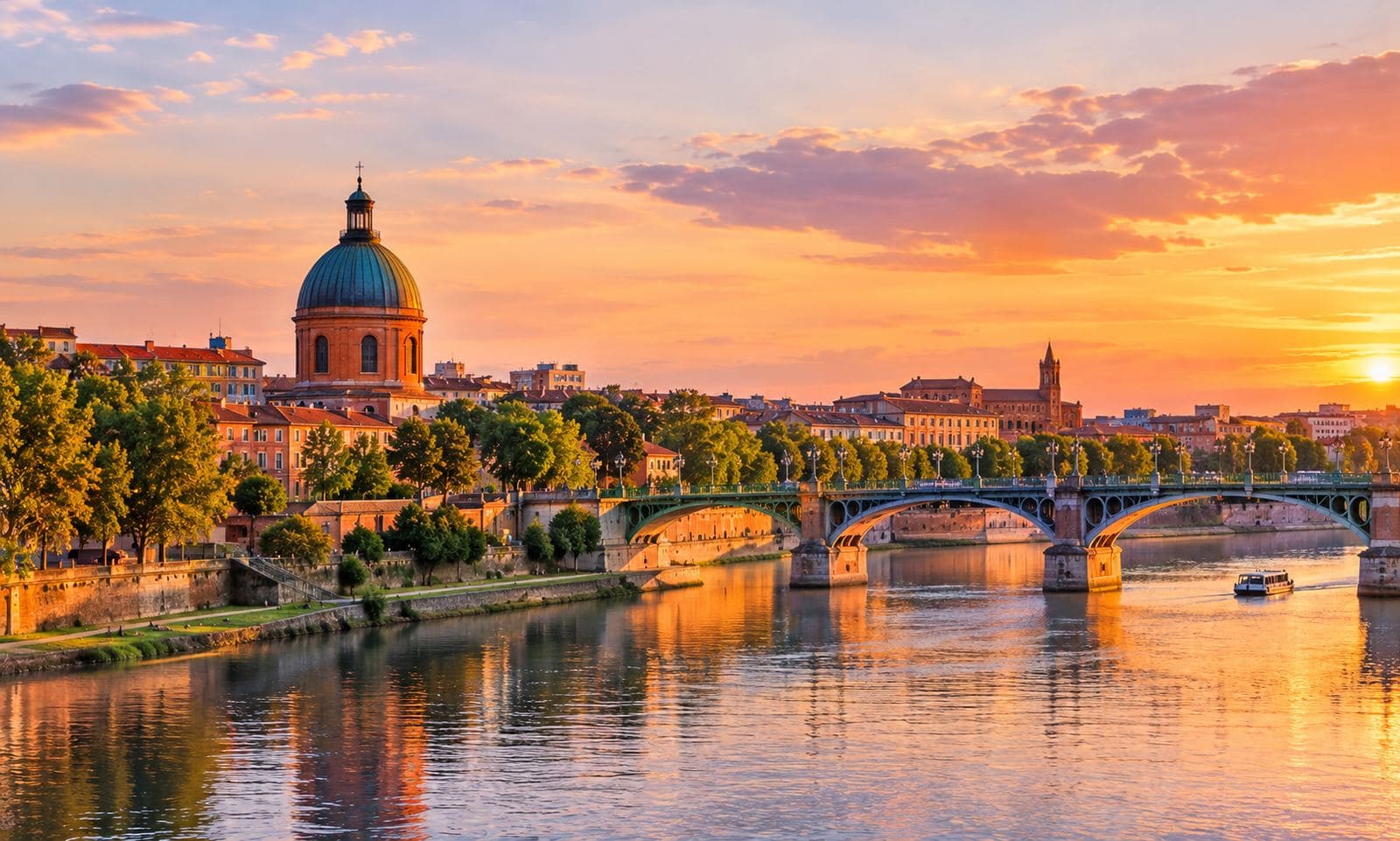 Vue de Toulouse : la Garonne et le pont Saint-Pierre